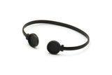 Black Round Cuff, Oxidized Black Brass Round Cuff Stone Setting With 2 Pads -  Pad Size 10mm V109 H0924
