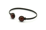 Black Round Cuff, Oxidized Black Brass Round Cuff Stone Setting With 2 Pads -  Pad Size 10mm V109 H0924