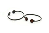 Black Round Cuff, Oxidized Black Brass Round Cuff Stone Setting With 2 Pads -  Pad Size 10mm V109 H0924