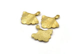 Gingko Leaf Pendant, Raw Brass Leaf Charms (26x25mm) N0393
