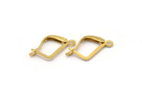 Plain Leverback Earring, 100 Raw Brass Plain Leverback Earring Findings (13x10mm) Brsl 90 A0961