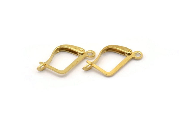 Plain Leverback Earring, 100 Raw Brass Plain Leverback Earring Findings (13x10mm) Brsl 90 A0961