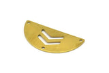Chevron Moon Charm, 12 Raw Brass Semi Circle Blanks With 2 Chevrons And 3 Holes (40x20x0.80) A0931