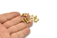 100 Raw Brass Square Cube Beads, 3x3mm ( A0152 )