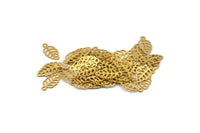 Brass Leaf Charm, 100 Raw Brass Leaf Charms (10x5X0.40mm) Y222