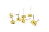 Brass Round Earring, 24 Raw Brass Screw Shape Round Earring Studs (6x1.2mm) N1652