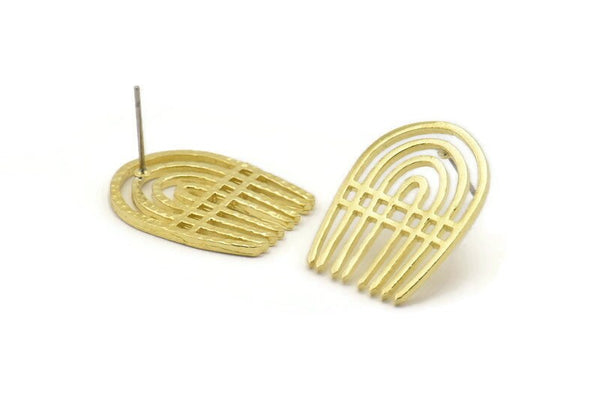 Earring Studs, 2 Raw Brass - Brass Earrings - Earring Findings (24x17x1.5mm) N1666