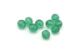 10 Vintage Sea Green Czech Glass Round Faceted Beads CF30