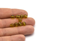 Vintage Faceted Bead, 10 Vintage Glass Faceted Olive Green Beads  (7mm) Cv20 CF27