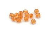 Vintage Peach Beads, 10 Vintage Glass Faceted Peach Beads  (7mm) Cv377   CF31