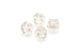 Vintage Faceted Beads, 10 Vintage Glass Faceted Clear Beads  (9mm) Cv19 CF26