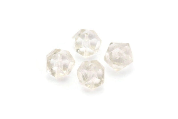 Vintage Faceted Beads, 10 Vintage Glass Faceted Clear Beads  (9mm) Cv19 CF26