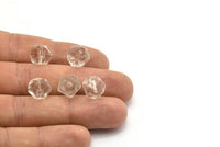 Vintage Faceted Beads, 10 Vintage Glass Faceted Clear Beads  (9mm) Cv19 CF26