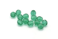 Vintage Sea Green Bead, 10 Vintage Sea Green Czech Glass Round Faceted Beads CF54 CF22