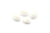 Vintage White Beads, 12 Vintage Glass Oval Faceted White Beads  (9x6.8mm) CV34   CF23