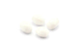 Vintage White Beads, 12 Vintage Glass Oval Faceted White Beads  (9x6.8mm) CV34   CF23