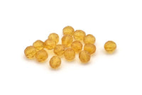 Vintage Faceted Bead, 10 Vintage Glass Faceted Citrine Yellow Beads  (7mm) Cv16 CF10