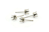 Stainless Steel Silver Post, 50 Stainless Steel Earring Posts 4mm Pad K621