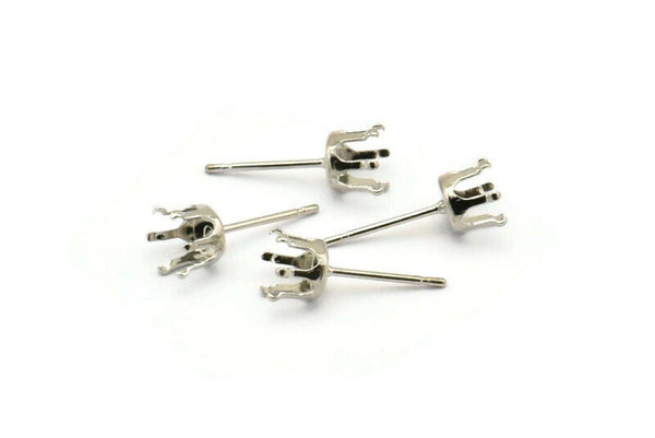 Stainless Steel Silver Post, 50 Stainless Steel Earring Posts 4mm Pad K621