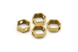 Brass Hexagon Charm, 12 Raw Brass Hexagon Ring Charms With 2 Holes (12x5x1mm) BS 2183