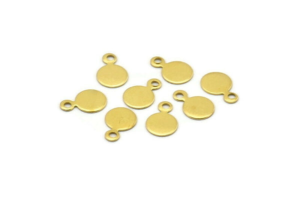 Geometric Blank Charms, 100 Raw Brass Cabochon Tags, Stamping Tags (6mm) Brs 88 A0217