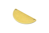 Brass Half Circle, 24 Raw Brass Semi Circle Chevron Pendants With 2 Holes (32x16x0.80mm) A0845