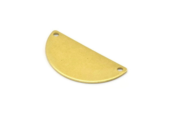 Brass Half Circle, 24 Raw Brass Semi Circle Chevron Pendants With 2 Holes (32x16x0.80mm) A0845