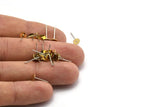 Stainless Steel Earring, 300 Stainless Steel Earring Posts With Raw Brass 5 Mm Flat Pad, Ear Studs A0460