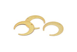 Gold Moon Charm, 2 Textured Gold Plated Brass Crescent Moon Charms With 1 Hole (30x28x0.80mm) A1859