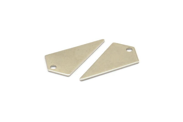 Silver Triangle Charm, 10 Silver Tone Brass Triangle Charms With 1 holes (22x12x0.60mm) D0346