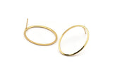 Altın Oval Küpe, 4 Altın Kaplama Pirinç Oval Küpe (28x21x1mm) A1706 A1938