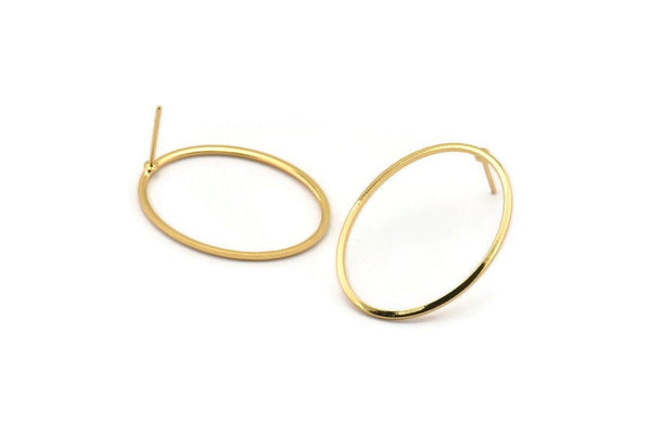 Altın Oval Küpe, 4 Altın Kaplama Pirinç Oval Küpe (28x21x1mm) A1706 A1938