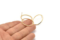 Altın Oval Küpe, 4 Altın Kaplama Pirinç Oval Küpe (28x21x1mm) A1706 A1938