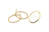 Altın Oval Küpe, 4 Altın Kaplama Pirinç Oval Küpe (28x21x1mm) A1706 A1938