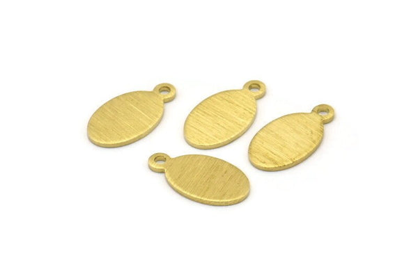Brass Oval Charm, 24 Textured Raw Brass Oval Charms With 1 Loop, Blanks (14x8x0.80mm) M02574