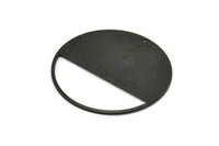 Siyah Yuvarlak Charm, 1 Delikli 2 Oksitlenmiş Siyah Pirinç Yuvarlak Charm, Damgalama Boşlukları (43x0,90 mm) M655
