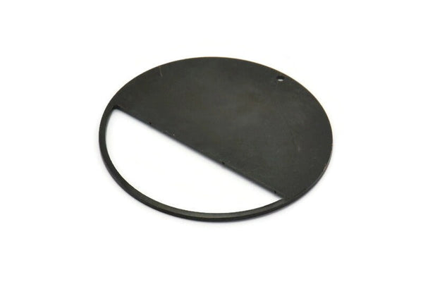 Siyah Yuvarlak Charm, 1 Delikli 2 Oksitlenmiş Siyah Pirinç Yuvarlak Charm, Damgalama Boşlukları (43x0,90 mm) M655