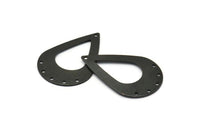 Siyah Damla Charm, 6 Delikli 4 Dokulu Oksitlenmiş Siyah Pirinç Damla Charm (40x27x0,80 mm) A1912