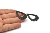 Siyah Damla Charm, 6 Delikli 4 Dokulu Oksitlenmiş Siyah Pirinç Damla Charm (40x27x0,80 mm) A1912