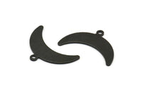 Siyah Ay Tılsımı, 1 Döngülü 8 Dokulu Oksitlenmiş Siyah Pirinç Hilal Ay Tılsımı (10x25x0,80 mm) A1721