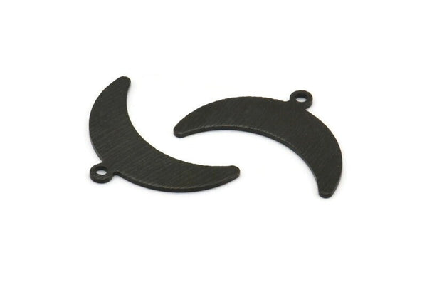 Siyah Ay Tılsımı, 1 Döngülü 8 Dokulu Oksitlenmiş Siyah Pirinç Hilal Ay Tılsımı (10x25x0,80 mm) A1721