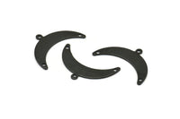 Siyah Ay Tılsımı, 1 Döngü ve 2 Delikli 6 Oksitlenmiş Siyah Pirinç Hilal Tılsımı (10x30x0,80 mm) A1725