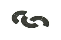 Siyah Geometrik Charm, 2 Delikli 6 Dokulu Oksitlenmiş Siyah Pirinç Yarım Daire Kolye (30x15x8x0,80 mm) A1892 H1393
