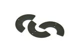 Siyah Geometrik Charm, 2 Delikli 6 Dokulu Oksitlenmiş Siyah Pirinç Yarım Daire Kolye (30x15x8x0,80 mm) A1892 H1393