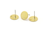 Brass Round Earring, 12 Textured Raw Brass Round Stud Earrings With 1 Hole, Stamping Tags (12x0.80mm) A1855 A2255