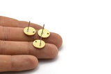 Brass Round Earring, 12 Textured Raw Brass Round Stud Earrings With 1 Hole, Stamping Tags (12x0.80mm) A1855 A2255
