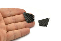 Siyah Yelpaze Tılsımı, 8 Oksitlenmiş Siyah Pirinç Yelpaze Şeklinde Tılsım, 6 Delikli Küpeler, Kolye Uçları, Bulgular (32x25x0,4 mm) A1720