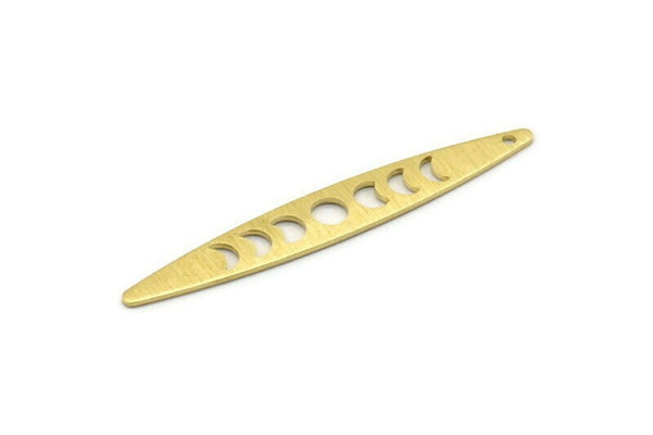 Brass Oval Charm, 12 Textured Raw Brass, Brass Charms, Brass Oval Moon Phases Charms With 1 Hole (50x7x0.80mm) M02495