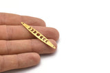 Brass Oval Charm, 12 Textured Raw Brass, Brass Charms, Brass Oval Moon Phases Charms With 2 Holes (50x7x0.80mm) M02497