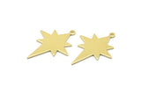 Brass Pole Star Charm, 10 Raw Brass, Brass Charms, Brass Pole Star Charms With 1 Loop (30x22x0.80mm) M02478